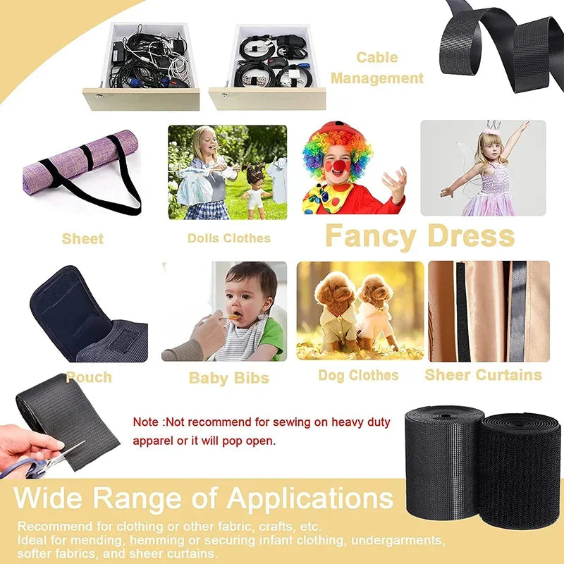1M Sew on Hook and Loop Fastener Tape Non Adhesive Super Soft Loop Fabric Tape for Crafts DIY Sewing 20/25/30/38/50/100mm Wide