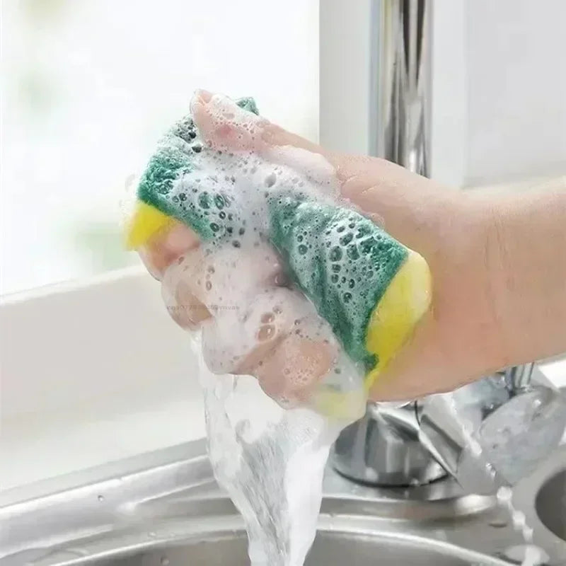 50/1Pcs Kitchen Dishwashing Sponge Soft Absorbent Clean Rub Pot Rust Scouring Pad Removing Kits Household Cleaning Brush Sponge