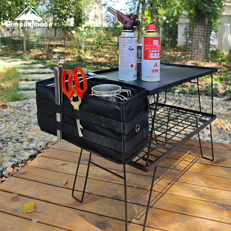 CAMPINGMOON BK-1235 Foldable Table Side Hanging Bag with Side Insertion Bag Outdoor Camping Equipment Storage Bag