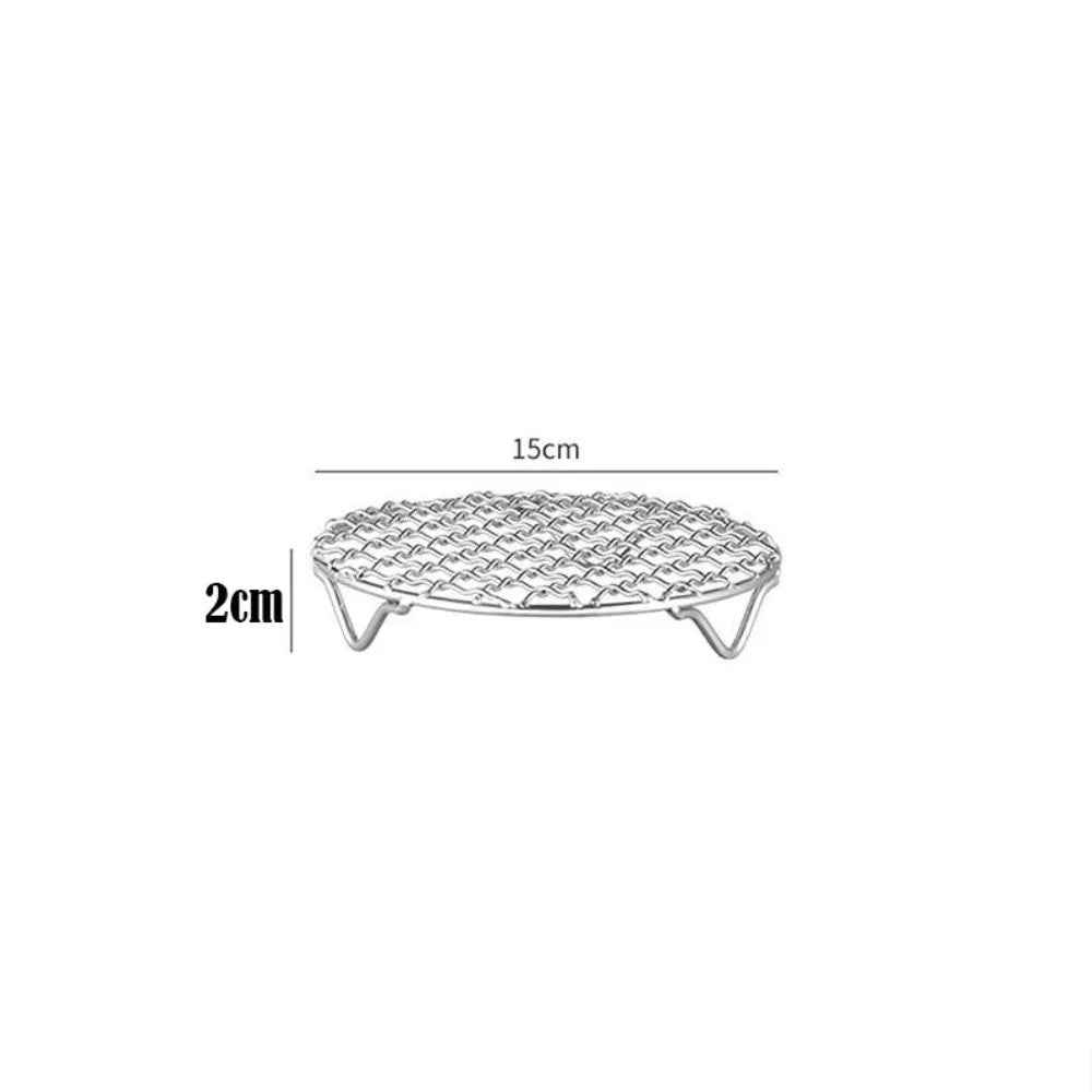Durable Round Air Fryer Rack Stackable Stainless Steel BBQ Net with Foot Cooling Rack Home Kitchen Oven Steamer Cooker