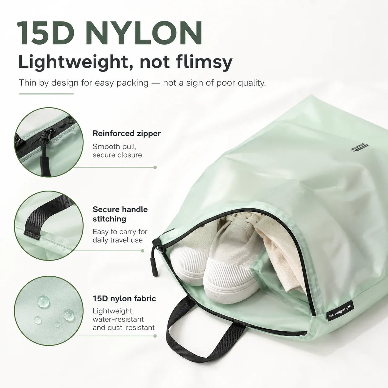 Waterproof Storage Pouch with Zipper Handle for Clothes Shoes Accessories Portable Organizer for Travel Sports Hiking