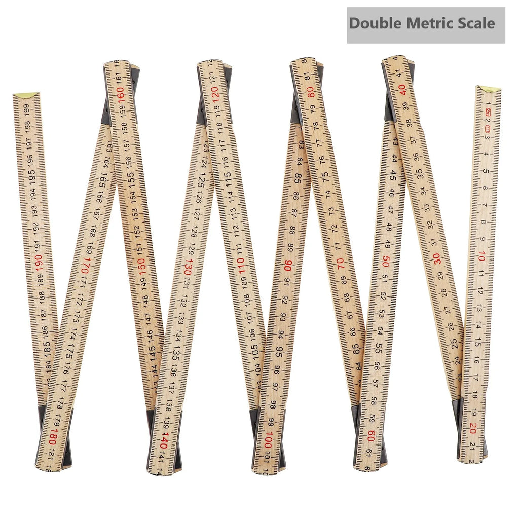 2M Metric & Imperial Scale Folding Wood Ruler Multifunctional Measuring Tools for Teaching / Drawing