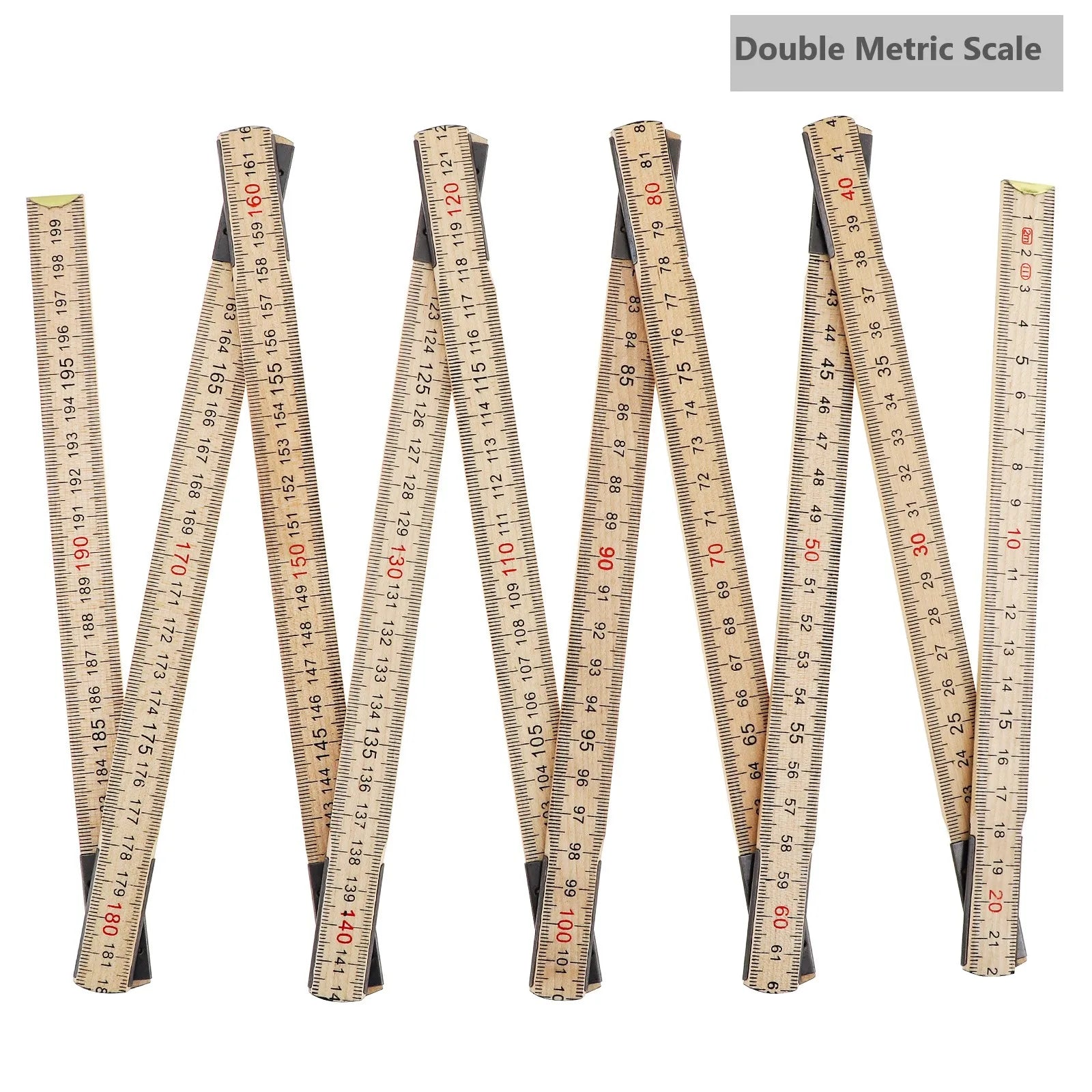 2M Metric & Imperial Scale Folding Wood Ruler Multifunctional Measuring Tools for Teaching / Drawing