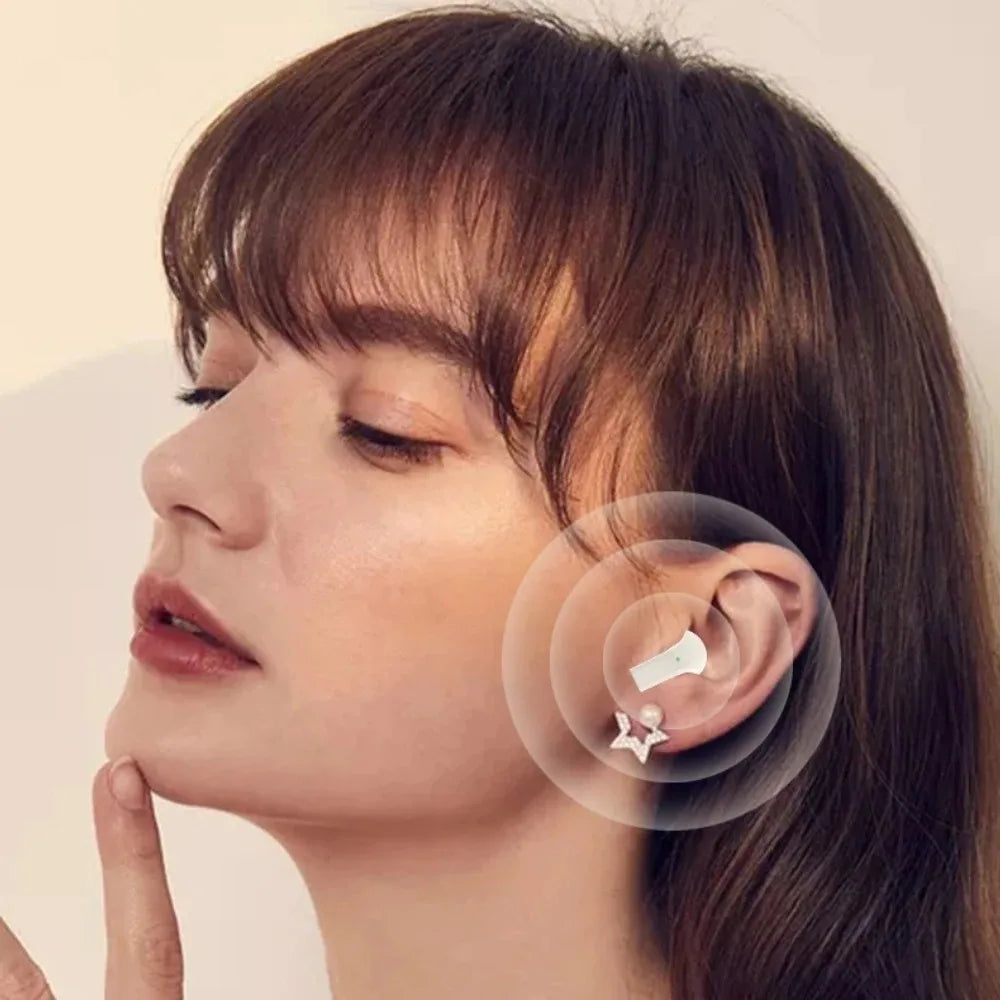 Wireless Earbuds Bluetooth Bone Conduction Earphones Ear Clip Design Touch Control Led Sports Headsets With Mic Headphones