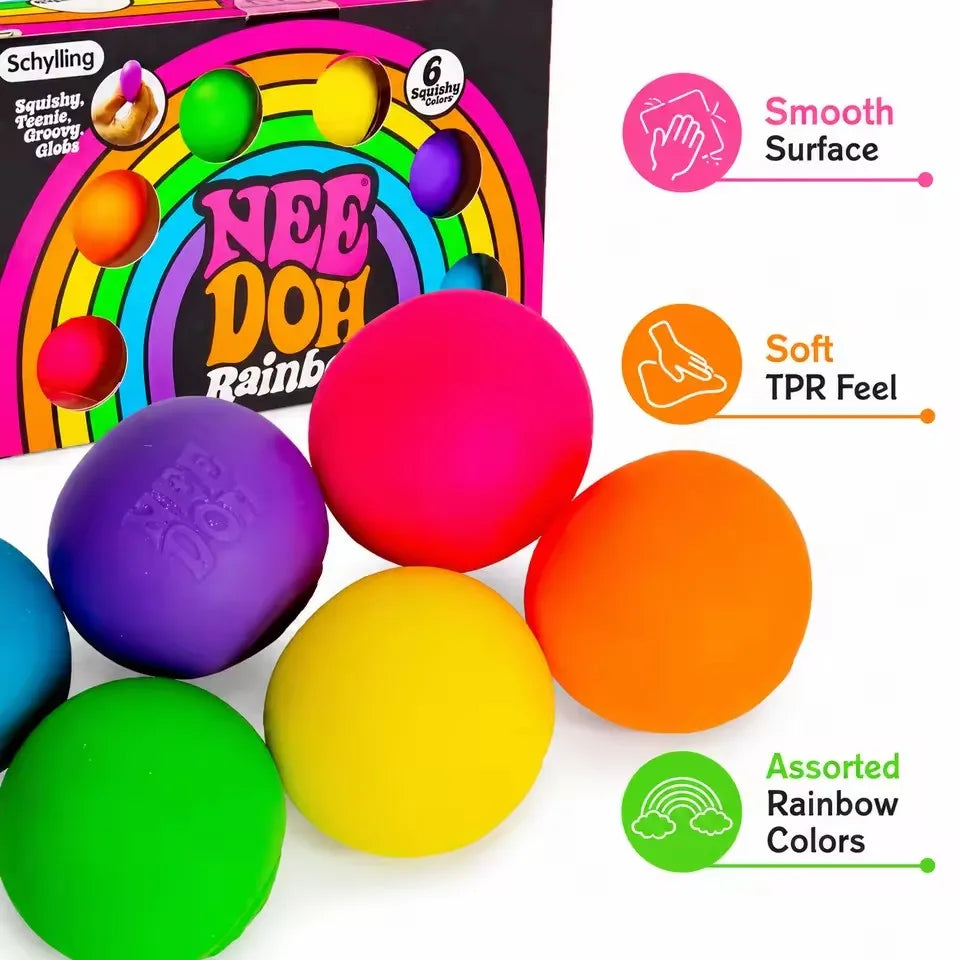 Schylling NeeDoh Mini Set Nice Cube & Mini Cat &Sports Ball Slow Rebound  Sensory Toy Stress Relief Mystery Blind Box Party Gift