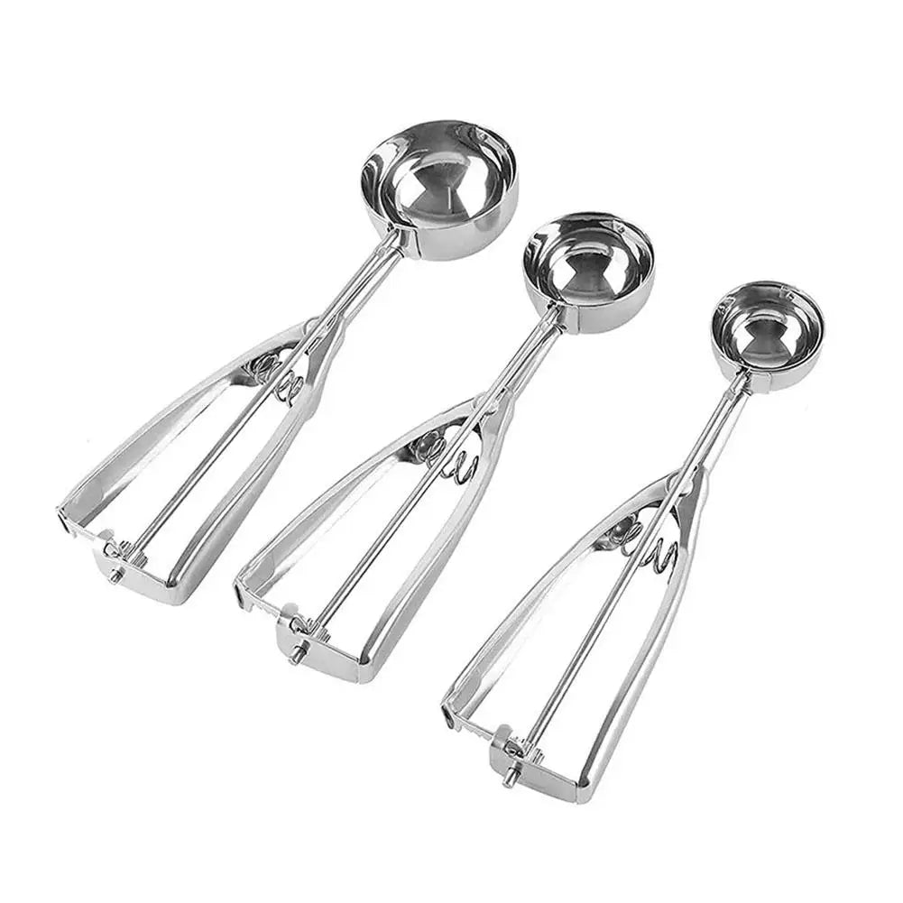 Ice Cream Scoop, 1/3PCS Cookie Scoops For Baking Stainless Steel Ice Cream Scooper With Trigger Release For Portion Control
