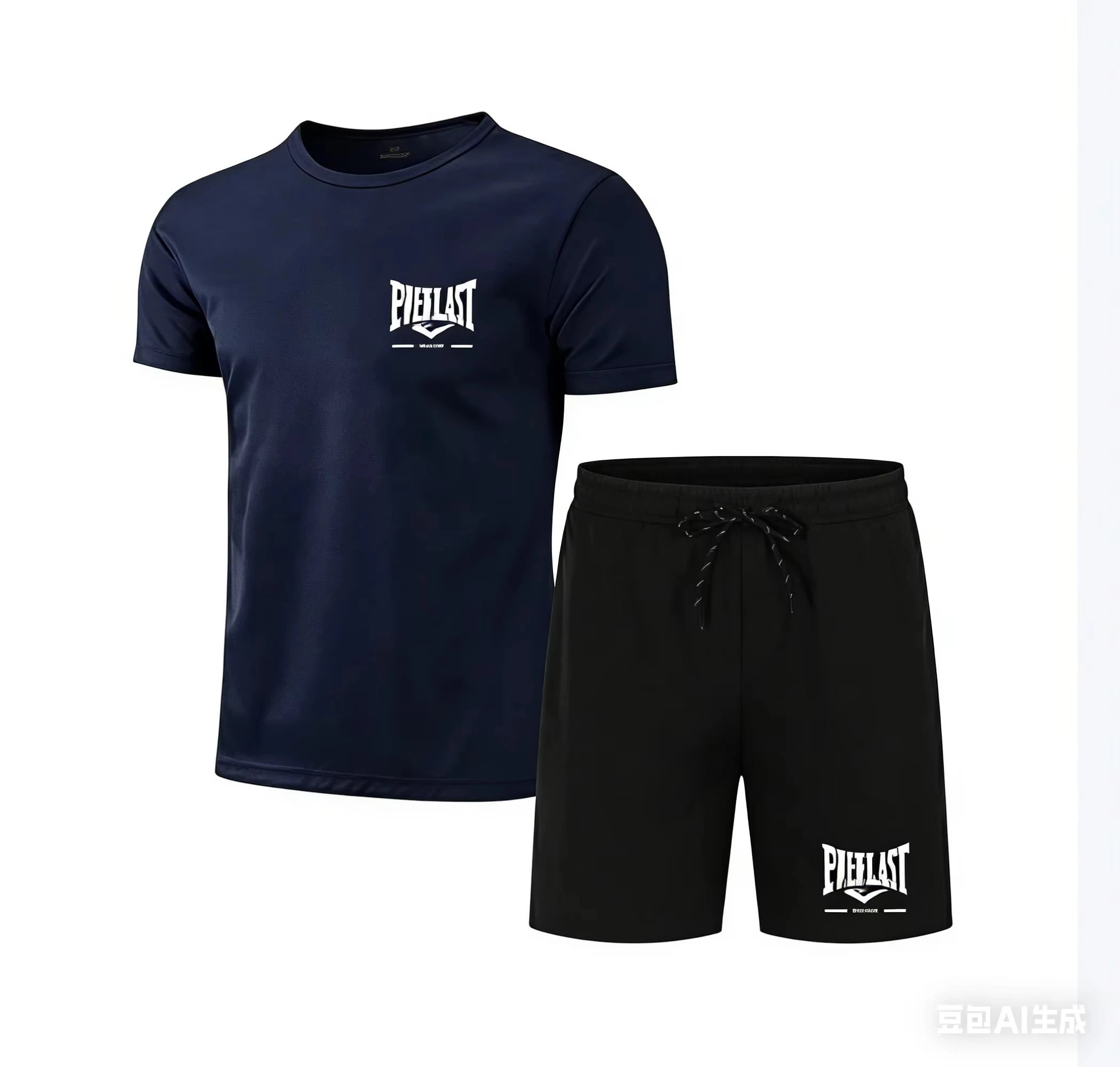 2026 New Everlast Boxing Men's 2-Piece Tracksuit, Summer Black Short Sleeve T-Shirt and Shorts Casual Sports Outfit