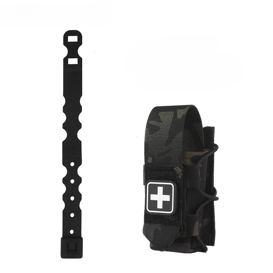 Molle Tourniquet Holder IFAK TQ Holder Tactical Medical Pouch Holster First Aid Kit Cross Patch/Bungee Cord With Tourniquet