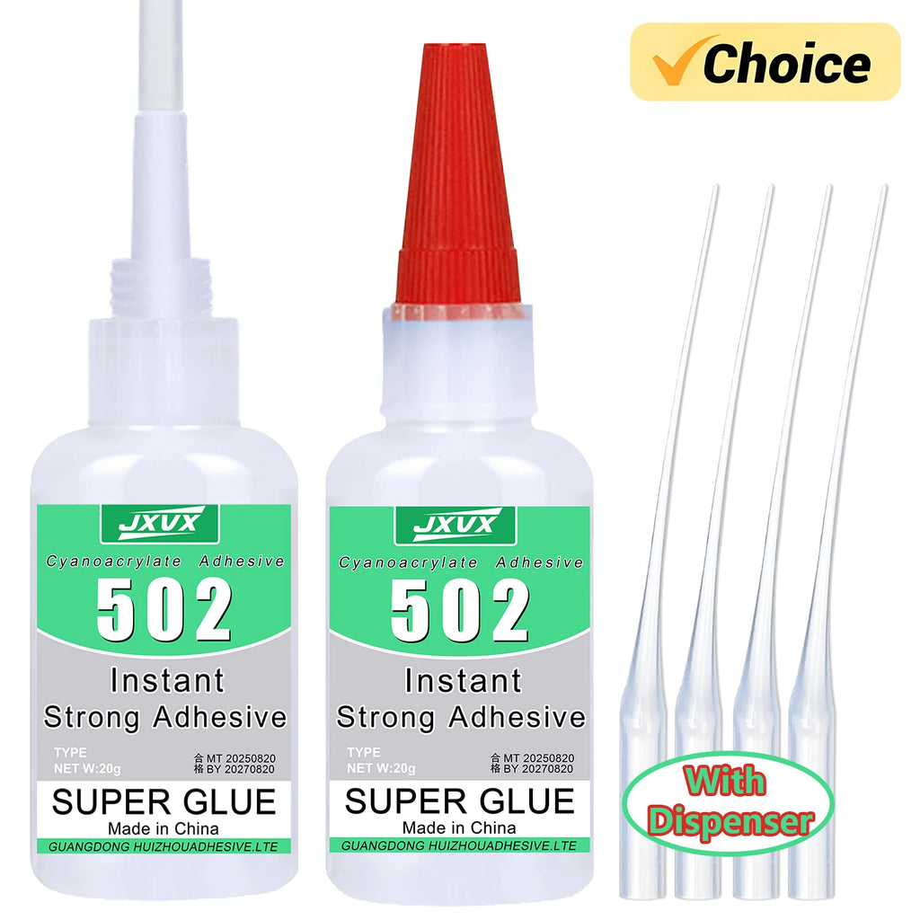High Capacity Cyanoacrylate Adhesive 502 Super Glue Extra Strong Instant Quick-drying Cyanoacrylate Adhesive Leather Rubber Glass Wood Metal Strong Bond Liquid Glue Tool 1-3 Pieces.
