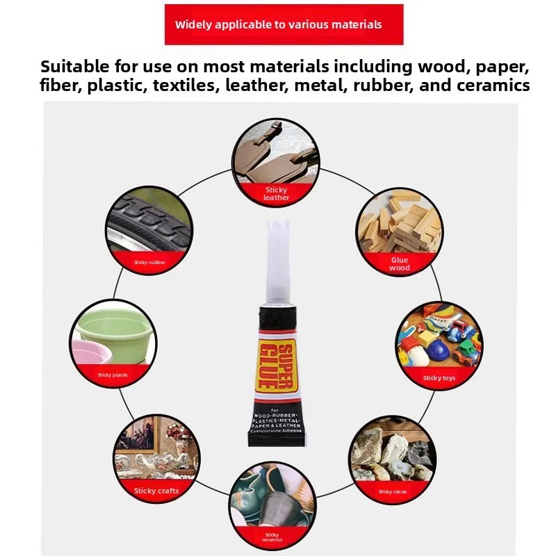 Liquid Super Glue Wood Rubber Metal Glass Cyanoacrylate Adhesive Stationery Store Nail Gel 502 Instant Strong Bond Leather