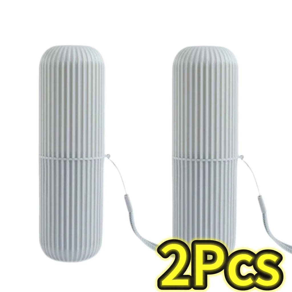 Travel Toothbrush Box Vertical Stripe Portable Mouthwash Cup Brushing Cup Washing Cup Toothware Box Toothpaste Storage Boxes