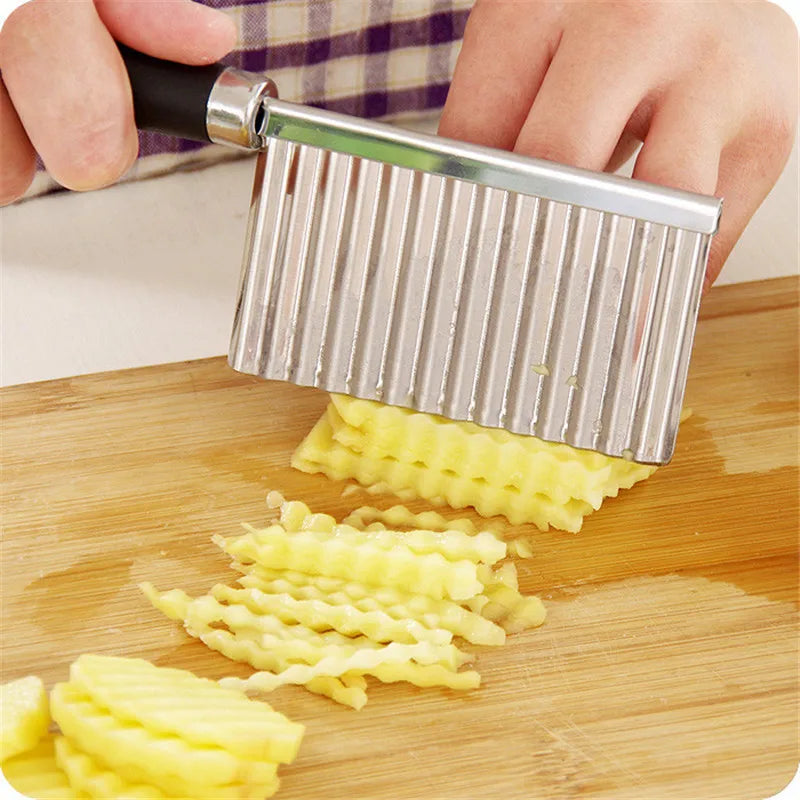 Potato Cutter Chip French Fry Maker Stainless Steel Wavy Knife French Fries Chopper kitchen Knife Chopper French Fry Maker Tools