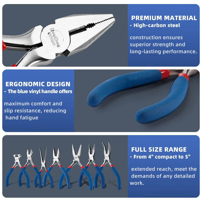 TINSOL 7PCS Mini Pliers & Wire Cutters Set, Needle Nose Pliers for Jewelry Making, DIY Beading Tools for Handcraft Repair Hobby