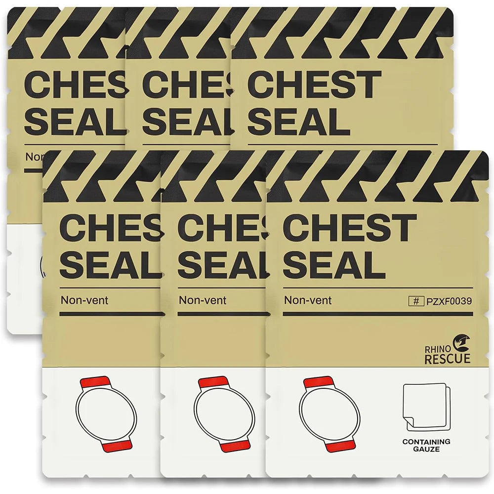 Ce Approved Rhino Rescue Chest Seal Vent Medical Combat Chest Seal Vented With Valved Wound Dressing Trauma Bandage