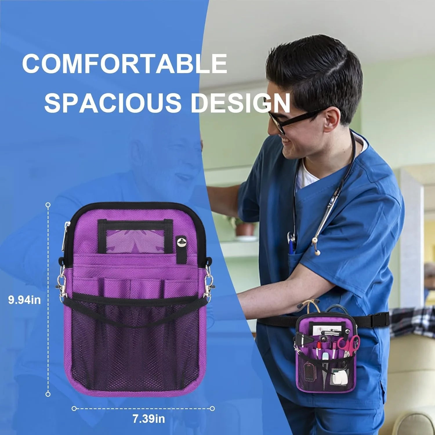 Oxford Fabric Nurse Crossbody Bag Portable Medical Waist Pack for Doctors Multi-Pocket Healthcare Organizer