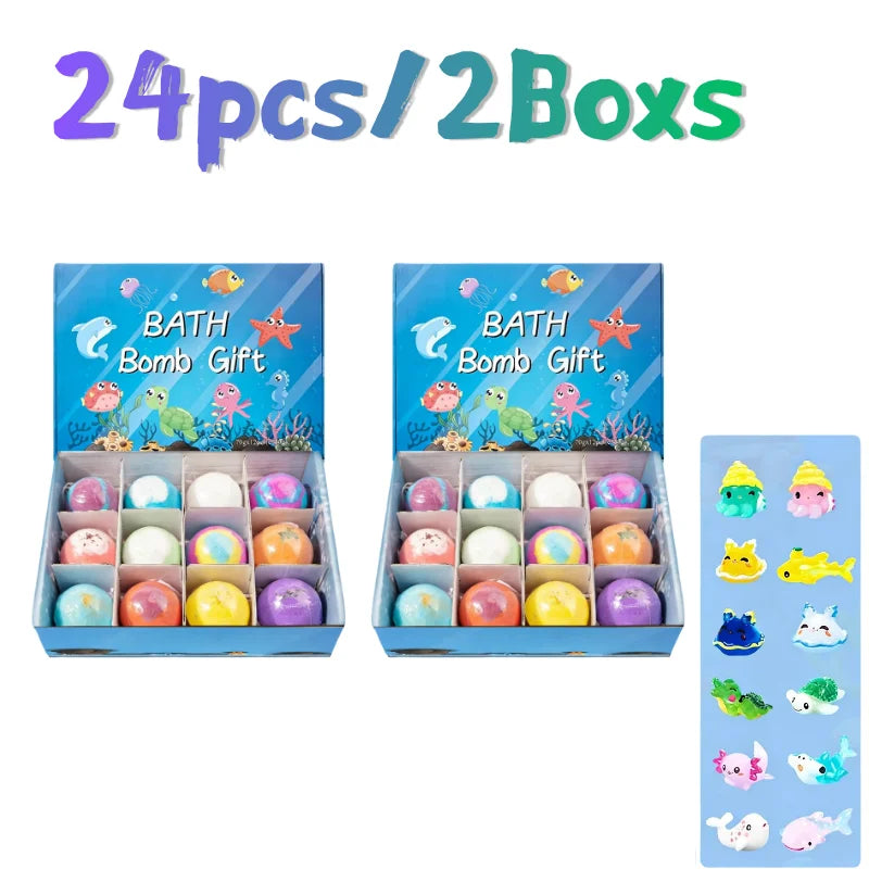 Children’s  Bath Bombs Set Bath Gift with Hidden Toys Safe Ocean Bubble Bath Perfect for Sensory Play Bathtime Fun