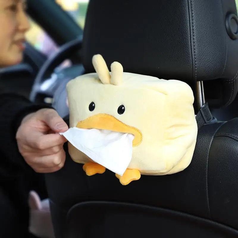 Cartoon Tissue Box Holder Cute Short Plush Tissue Boxes Bracket Auto Armrest Box Car Seat Back Car Decorations Car Tissue Holder