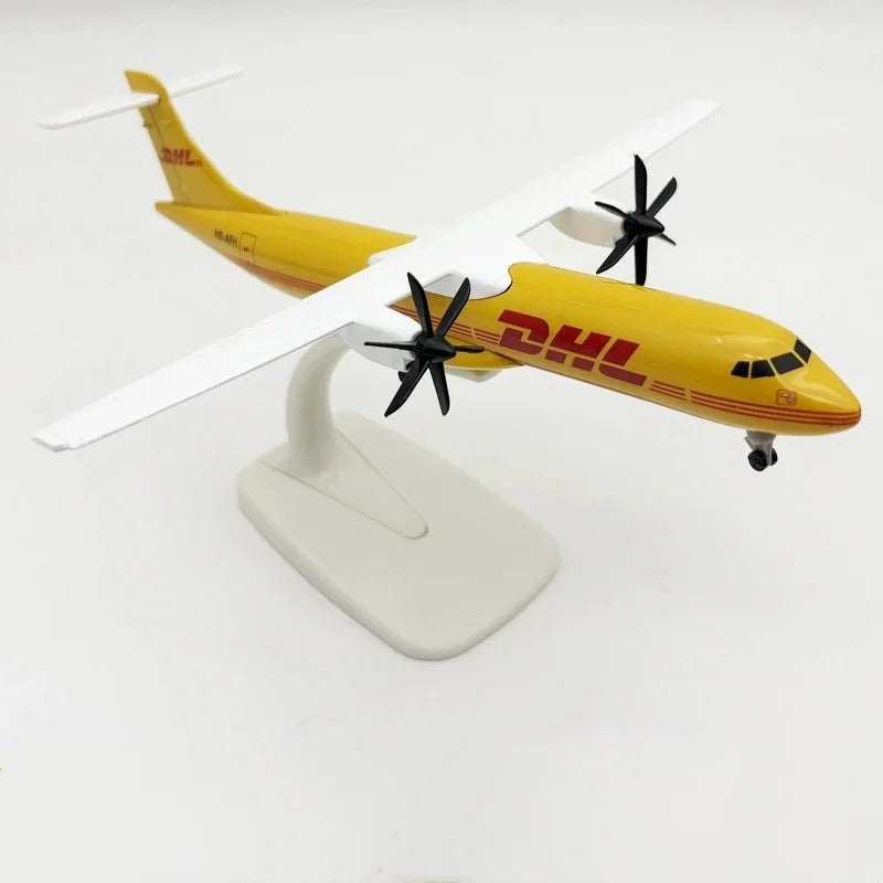 20cm Miniature Airplane Model DHL Airlines ATR Metal Scale Aircraft Souvenir Plane With Wheels Hobby Collection Gift