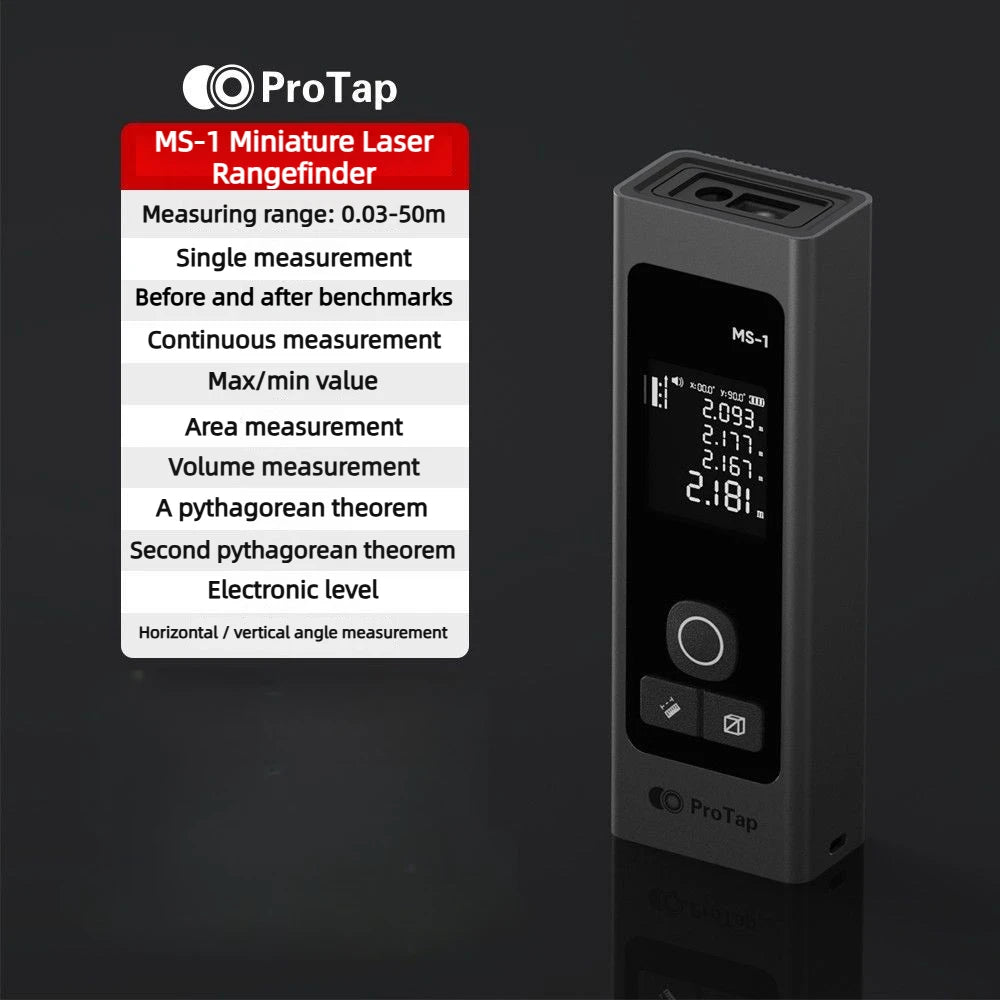 ProTap 60M Mini Smart Laser Distance Meter Measure Infrared Rangefinder USB Charging Portable Handheld Laser Range Finder Tools