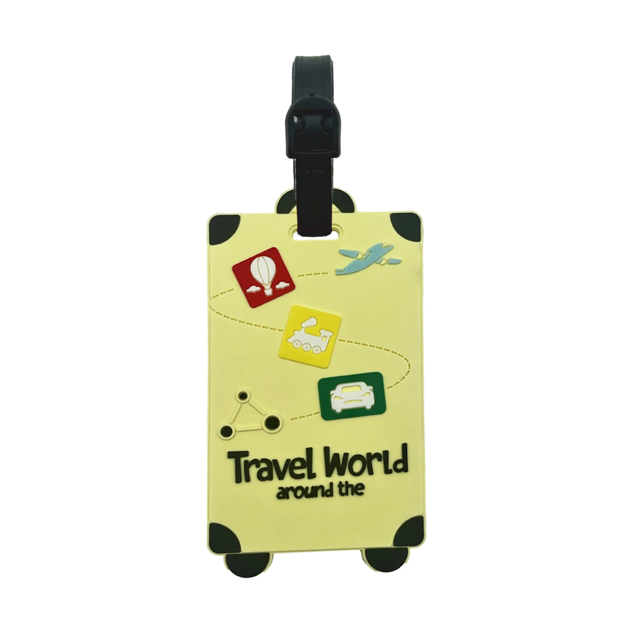Silicone Travel Luggage Tags – Name & ID Card Holder, Anti-Counterfeiting, Solid Color Airplane Accessories