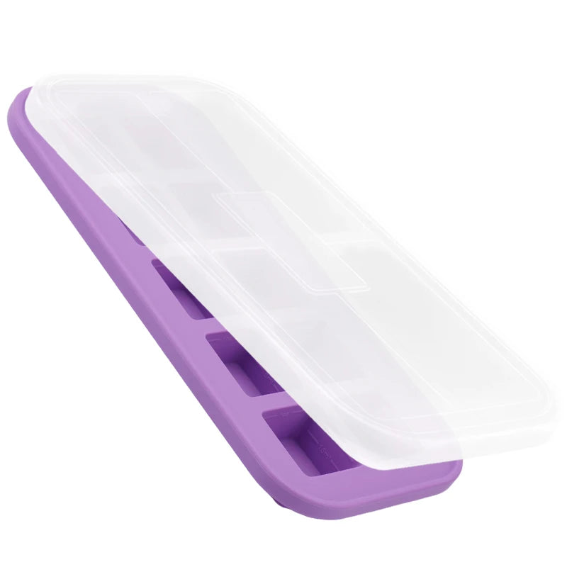 Silicone Freezing Mold Food Container with Lid Ice Cube Mold Storage Box Divided ice box for Soups Drinks Herbs juices