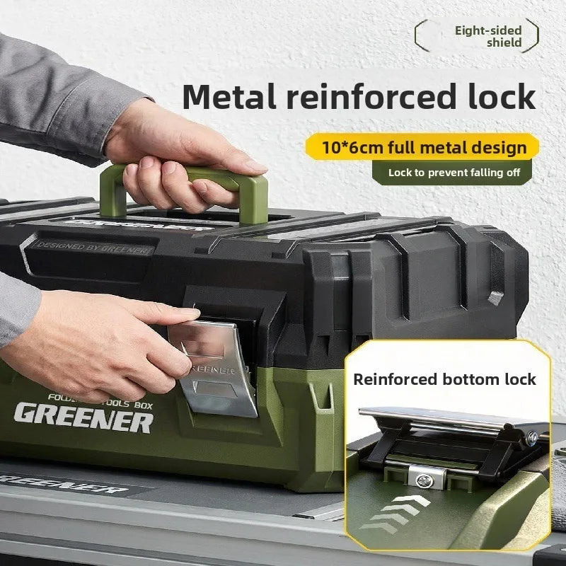 Electrician Multi Purpose Storage Case Heavy Duty Industrial Three Layer Folding Tool Box Large Capacity Durable Shockproof