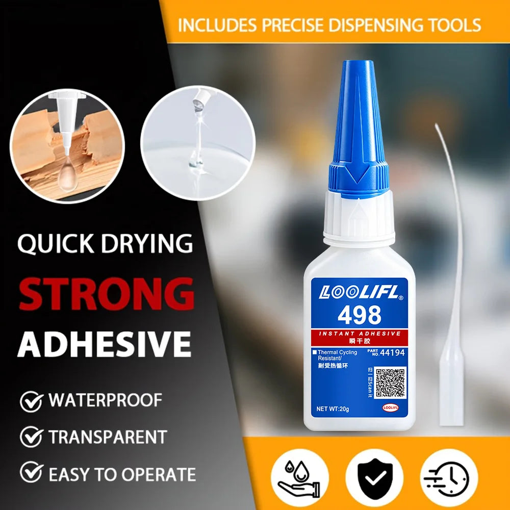 Industrial Quick-Drying Glue, Strong Adhesive for Metal, Plastic, Rubber, and Wood, Universal Instant Adhesive, Low Whitening, Low Odor, Waterproof, High Strength, Fast-Drying Adhesive, DIY Handmade Repair Special Use