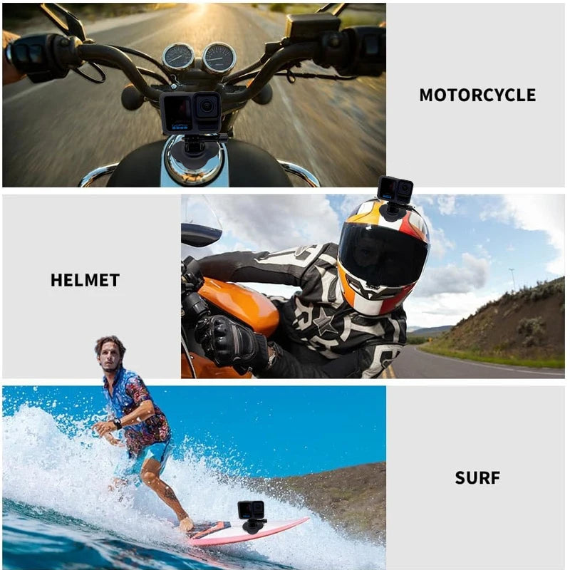 Universal Flexible Helmet Mount for GoPro 13 12 11 10 9 Insta 360 X3 X4 X5 DJI Curved Flat Adhesive Base Sports Camera Accessory
