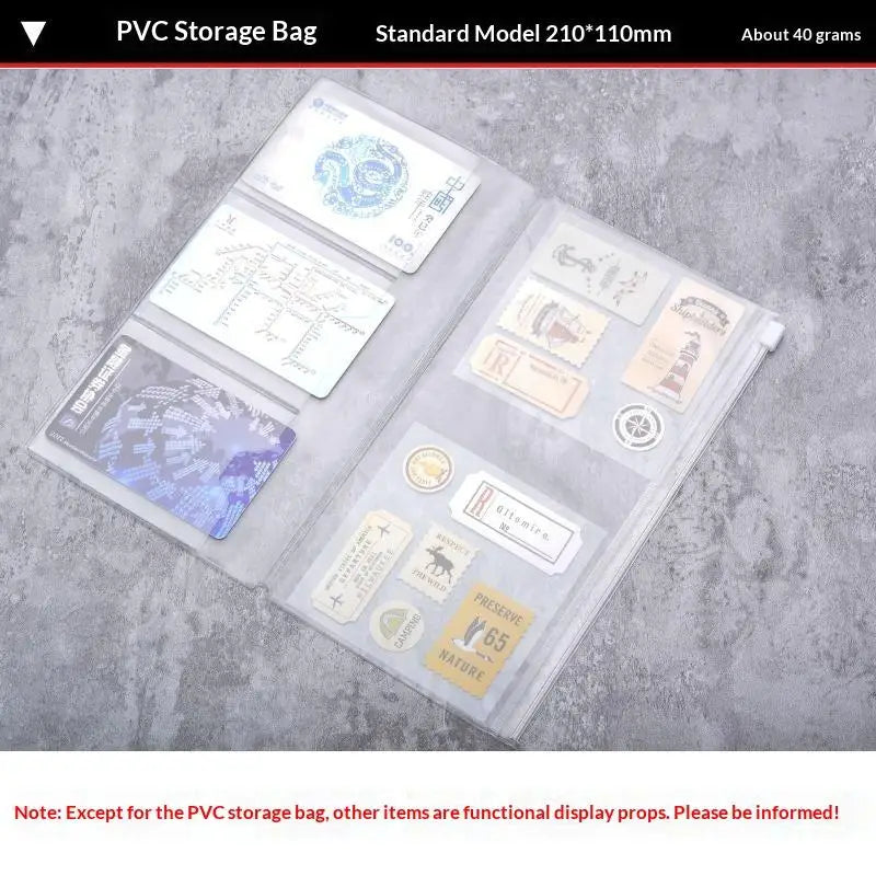 PVC Zipper Bag For Midori Travelers Notebook Journal Planner Accessory Card Holder Storage Standard/Pocket/Passport