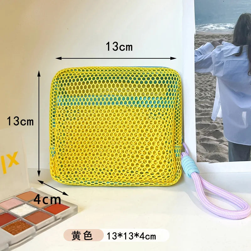 2026 Mini Coin Purse Portable Mesh Makeup Bag Dopamine Mesh Cloth Money Lipstick Eyeshadow Storage Bag for Travelling Shoping