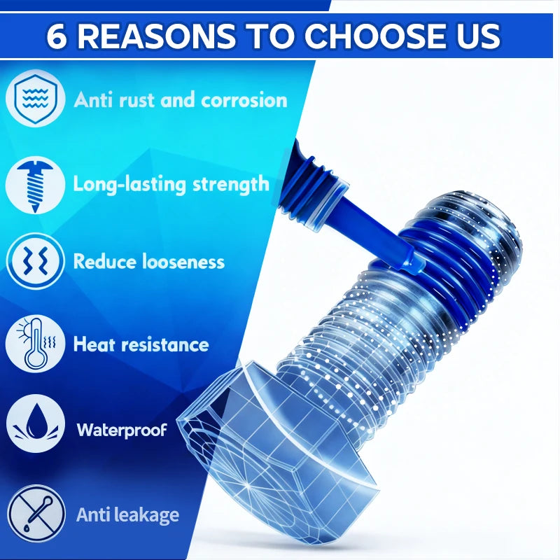 L00Lifl Blue Screw Adhesive 10ml - High-Strength, High-Temperature Resistant, Anti-Vibration Adhesive Specifically for Metal Fasteners, Removable Anaerobic Adhesive with Thread Locking Agent, Industrial-Grade Strength Adhesiv