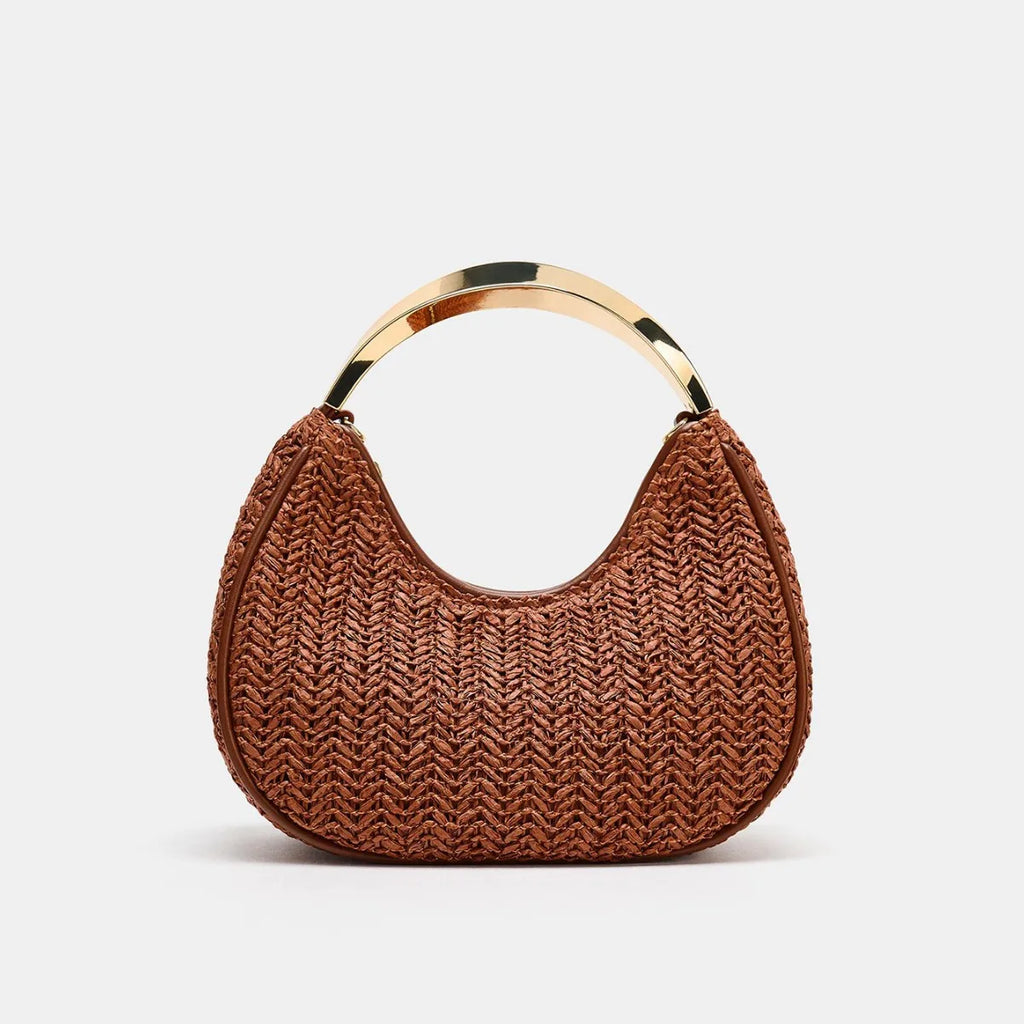 Women Luxury Golden Textured Hobo Bag Metal Top Handle Evening Clutch Bag Detachable Crossbody Chain Strap Party Wedding Handbag