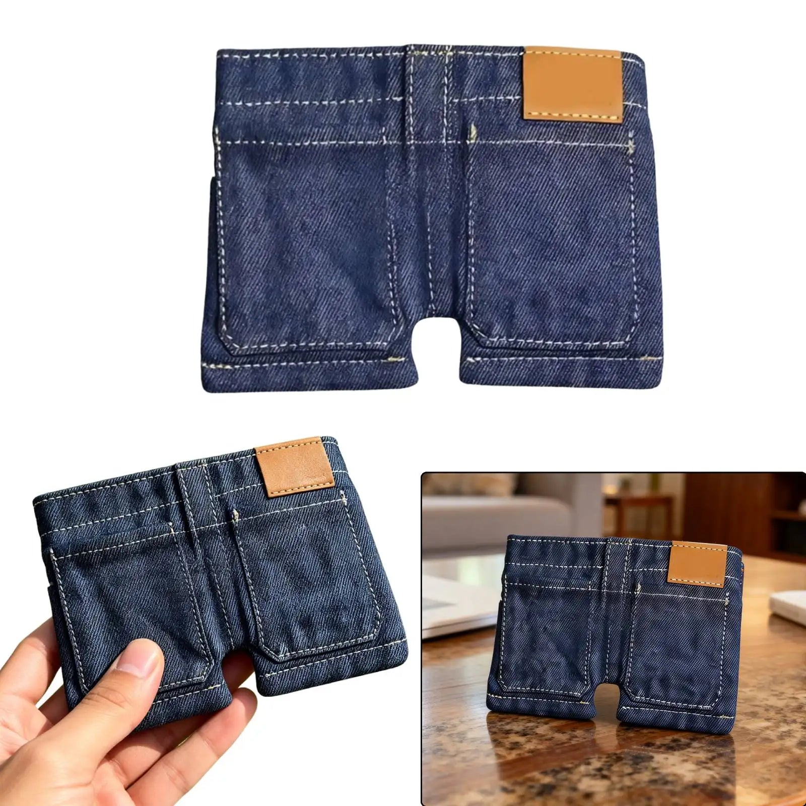 Pocket Pants Mini Jeans Wallet Large Capacity Compact Folding Card Holder Slim Folding Card Holders for Novelty Gag Gift