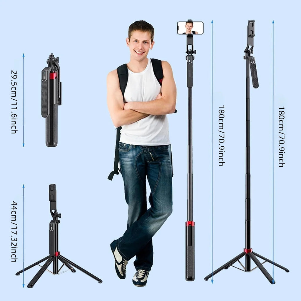 Professional Portable 360° Rotating Camera Tripod Stand with Wireless Remote Control - Adjustable Height for Smartphone/Camera