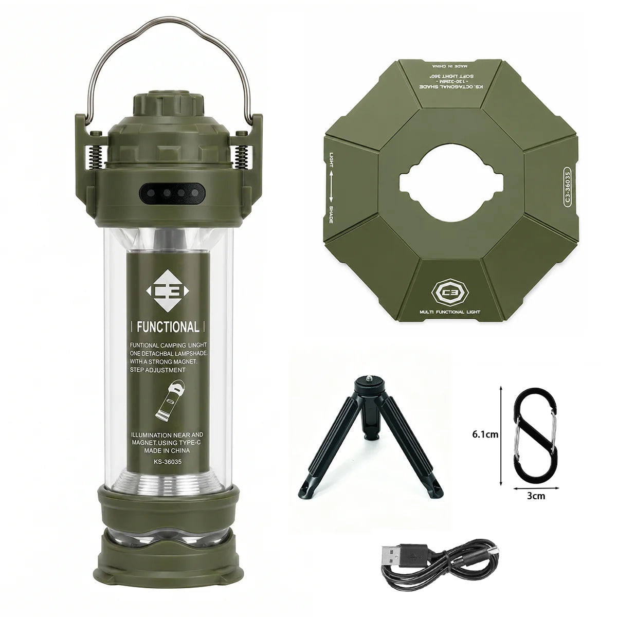 3000mAh C3 Tactical Camping Light Outdoor LED Flashlight Portable Rechargeable Multi functional Tent Camping Light