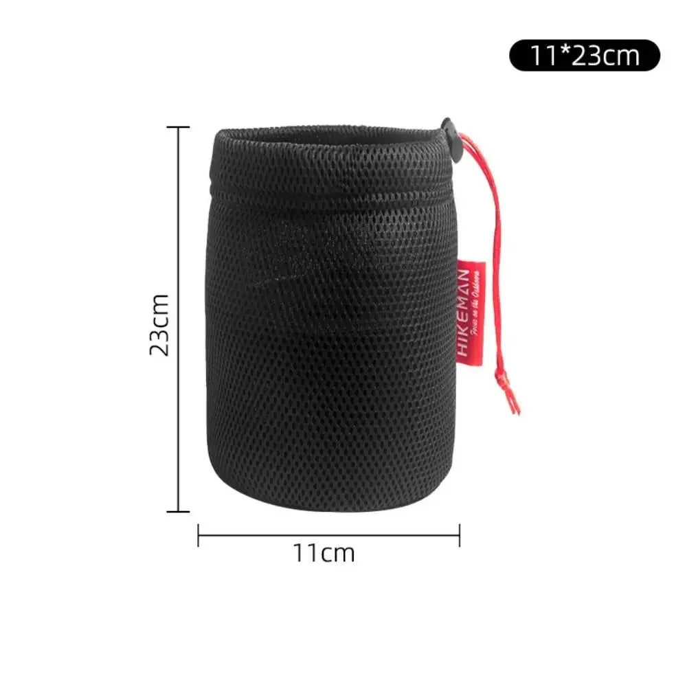 Portable Set Pot Storage Bag Ultra Light Mesh Fabric Tableware Bag Breathable Drawstring Buckle Bundle Mouth Handbag Outdoor