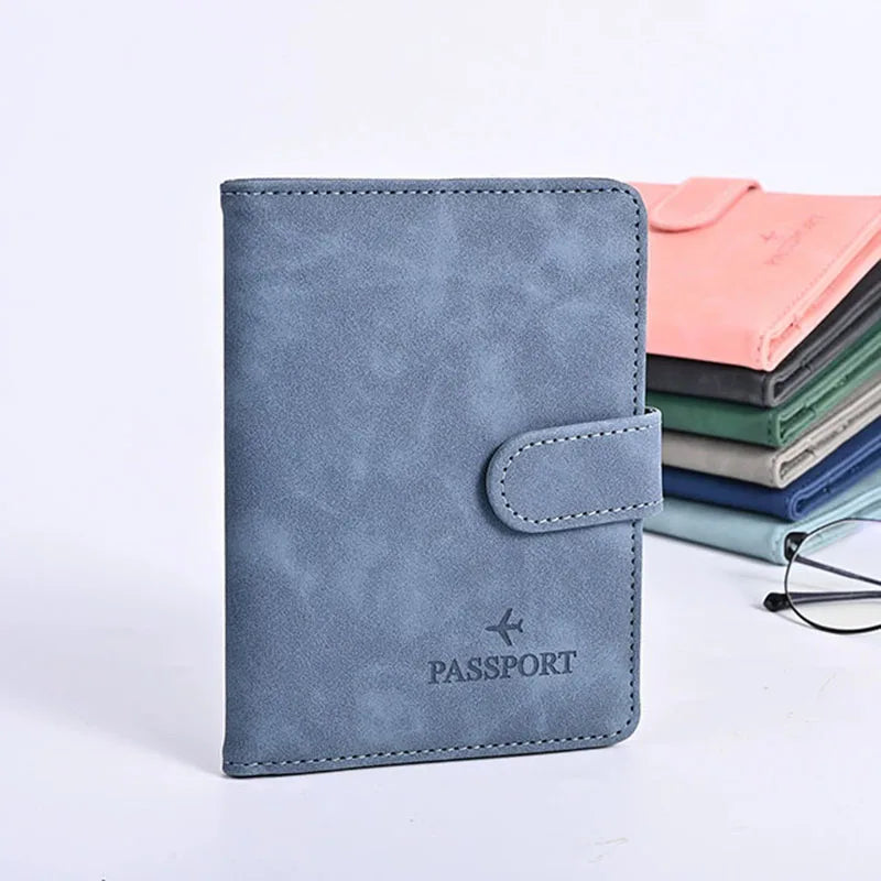Leather Passport Holder Covers Case Waterproof Travel Credit Card Wallet Cute Passport Book for Women/Men Buckle Passport Cover