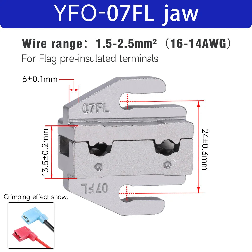 1 Pcs Crimping Jaws YFO 9 Inch Crimping Pliers Interchangeable Crimping Die For Tube/Insulated/Bare Terminals Replacement Die