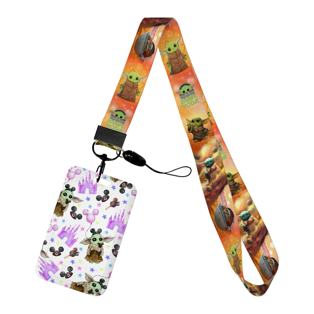 Cartoon Yoda Disney Card Holder Lanyards Minnie Card Holders Neck Strap for Keychain Kids Door Badge Holder Boy Girl Card Case