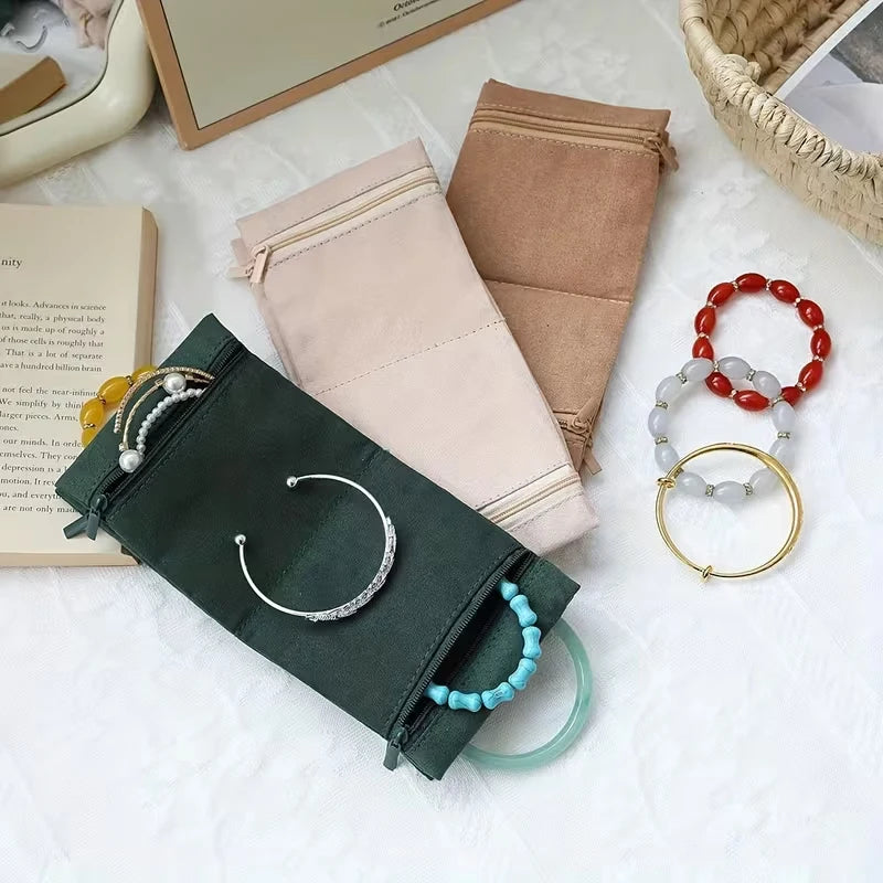 Multifunctional Organizer Bag – Zippered pouch for jewelry, cosmetics, and wallet; portable, foldable travel organizer.