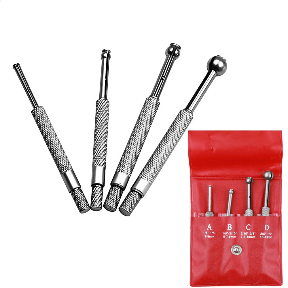 4pcs Set Small Hole Gauge Telescoping Gauges Set Full Ball Type Gauge .125 - .5' 4 Pc Full-Ball Small Bore Hole Precision Gage