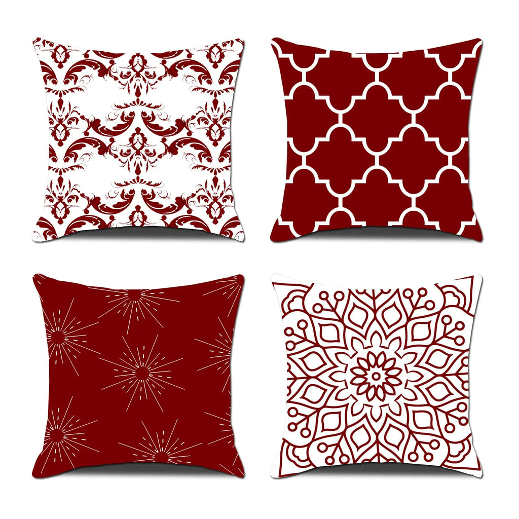 4Pcs Linen Throw Pillow Covers 45x45cm Decorative Cushion Cases for Sofa Bedroom Living Room Home Decor Zippered Pillowcases