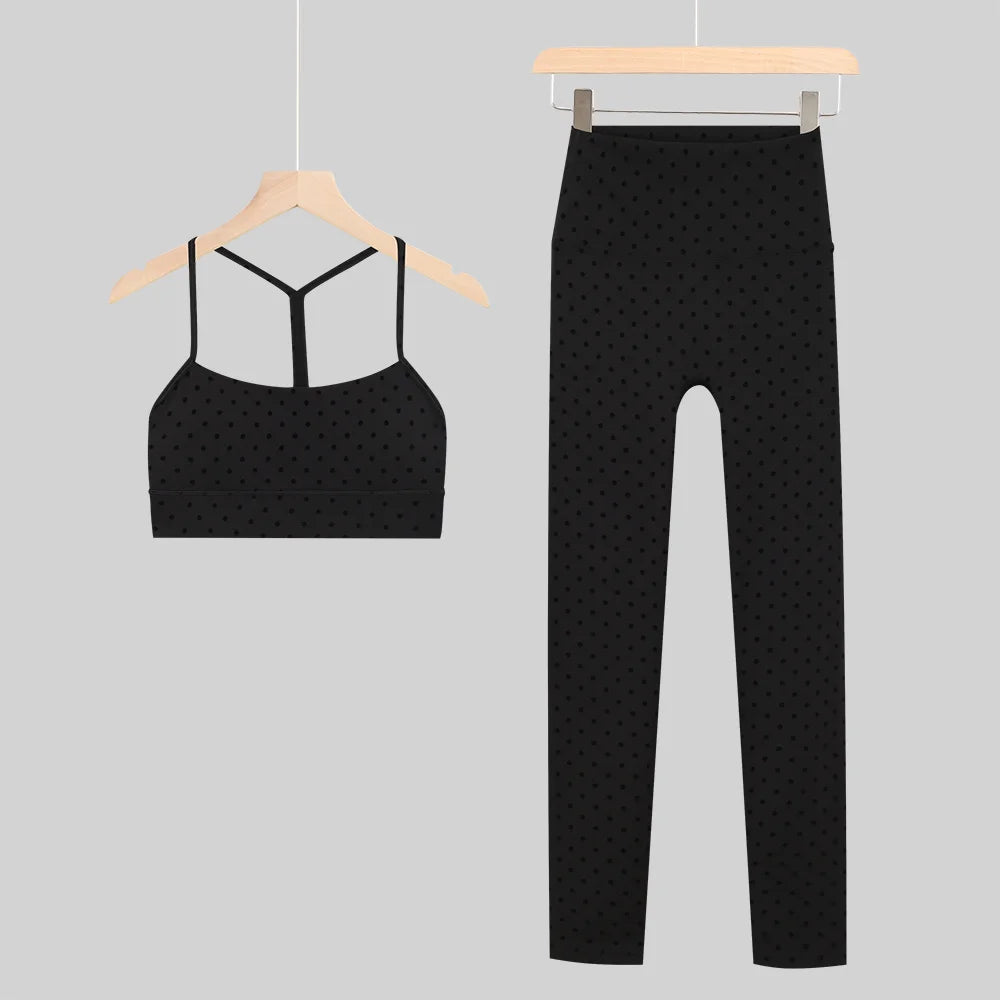 New Yoga Women Vest Gym Top Y-shape Bra Set Comfortable Running Fitness Cropped Pants Sportswear