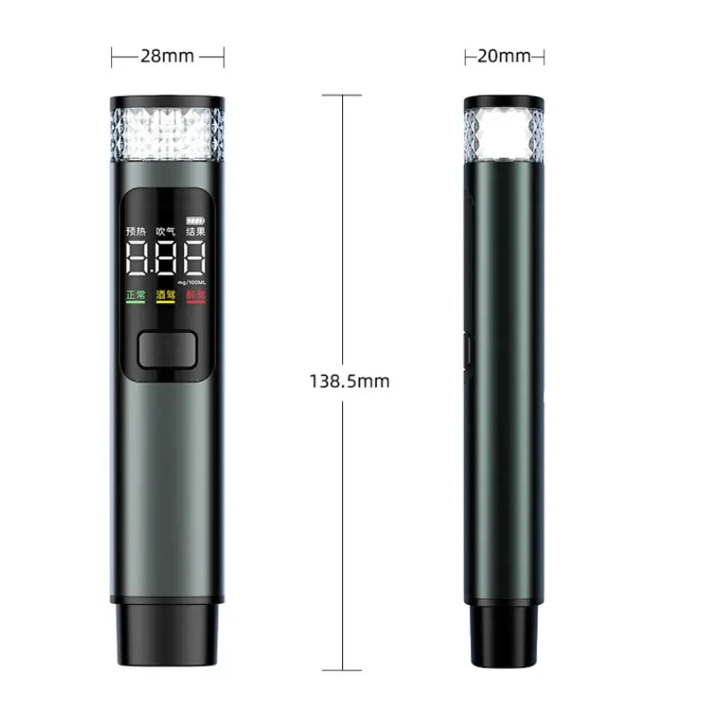 2-in-1 LED Indicator Automobile Alcohol Tester Breathalyzer Breath Detector with Safety Hammer Emergency Window Breaker