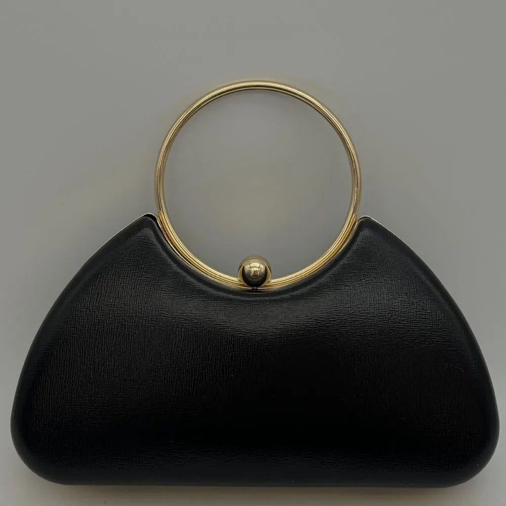 Women's Luxury Evening Clutch Bag Box Purse Metal Handle Chain Strap Party Wedding Handbag for Formal Occasions