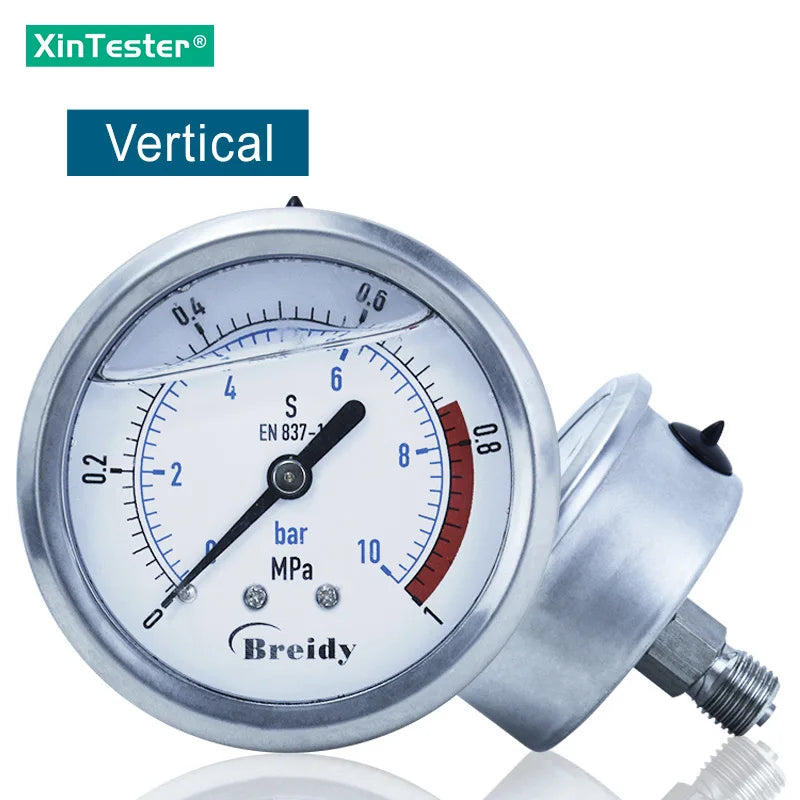 Xin Tester 0-60mpa Anti-vibration Pressure Gauge Radial/Axial Air Hydraulic Water Stainless Steel Oil Manometer Thread G1/4 G1/2