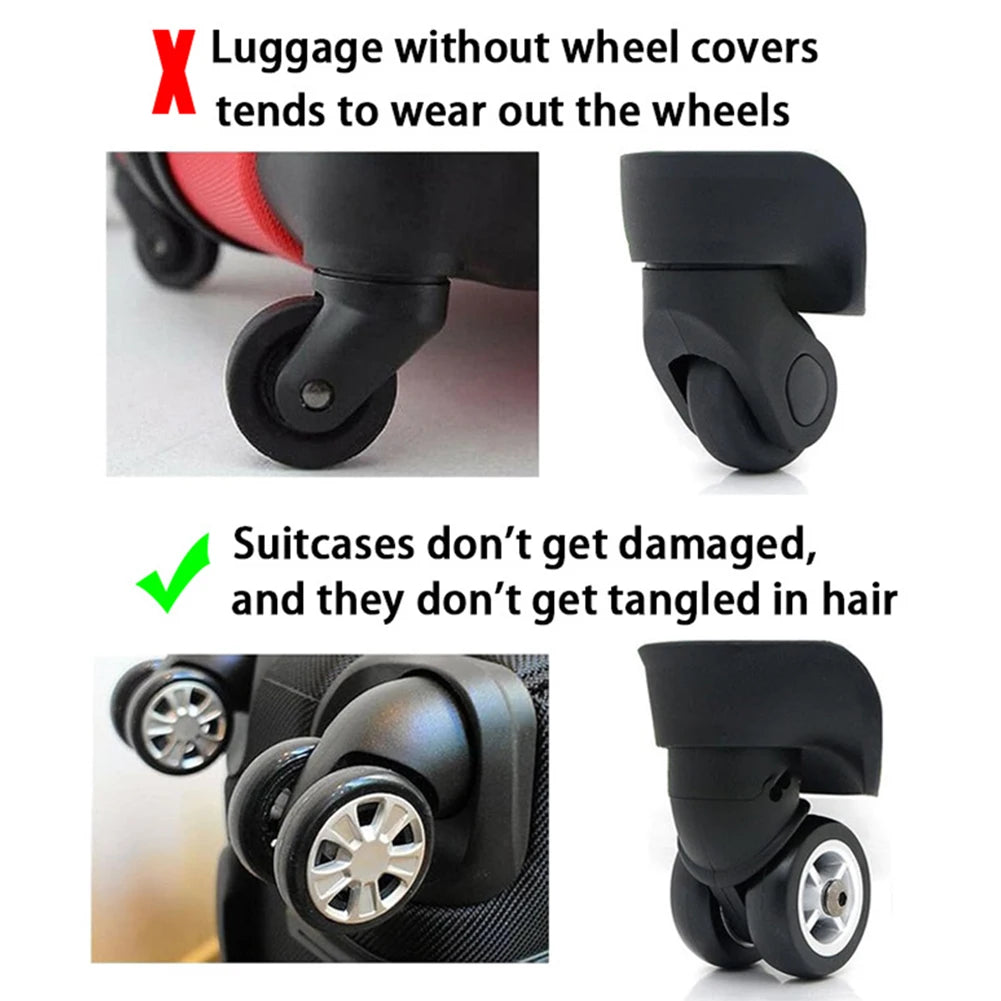 8PCS Silicone Suitcase Wheel Protection Case,Low Noise Trolleys Case Wheels Protector,Universal Wheels Guard Cover Accessories