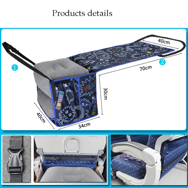 Travel Sleeping Bed For Baby Kids Adult Fabric Pat And Three Inflatable Pillow Combination High Speed Air Plane Bus All Can Use