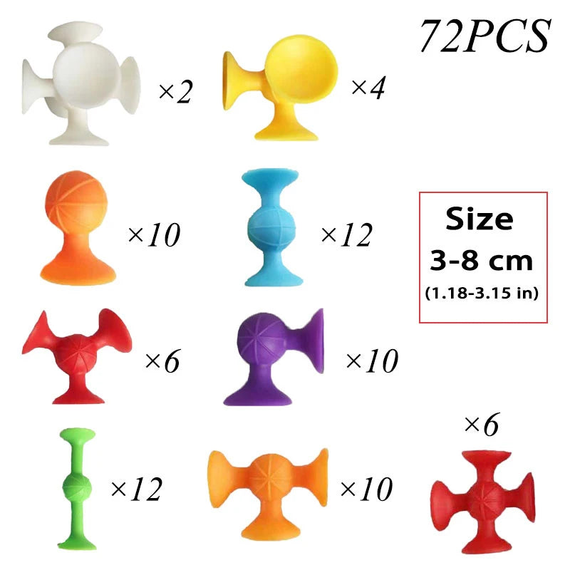 Montessori Animal Silicone Soft Building Blocks Children Toys DIY Suction Cup Assembly Construct Sensory Play Educational Toys