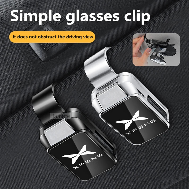 Car Sun Visor Glasses Clips For XPENG G6 P7 G9 G3 P5 X2 G3I F30 MONA M03 2024 2025 One-hand Pressing Eyeglasses Holder storage